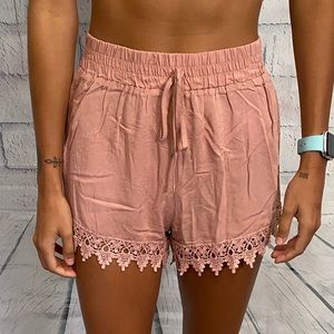 NWOT Blush Lace-Trimmed Shorts